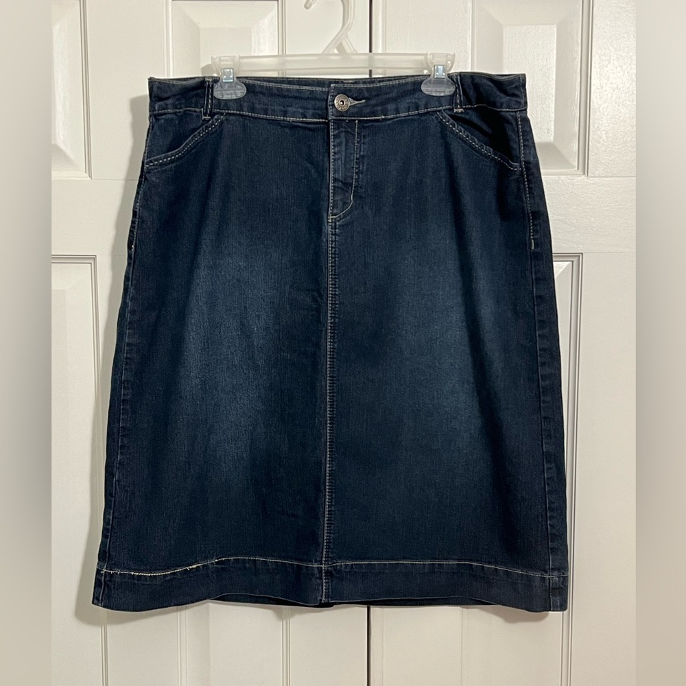CJ Banks Dark Blue Denim Skirt